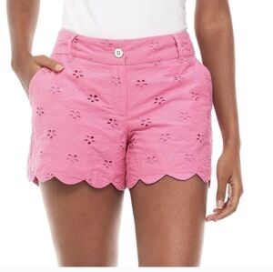 Crown & Ivy Pink Shelby Floral Scalloped Shorts Size 10